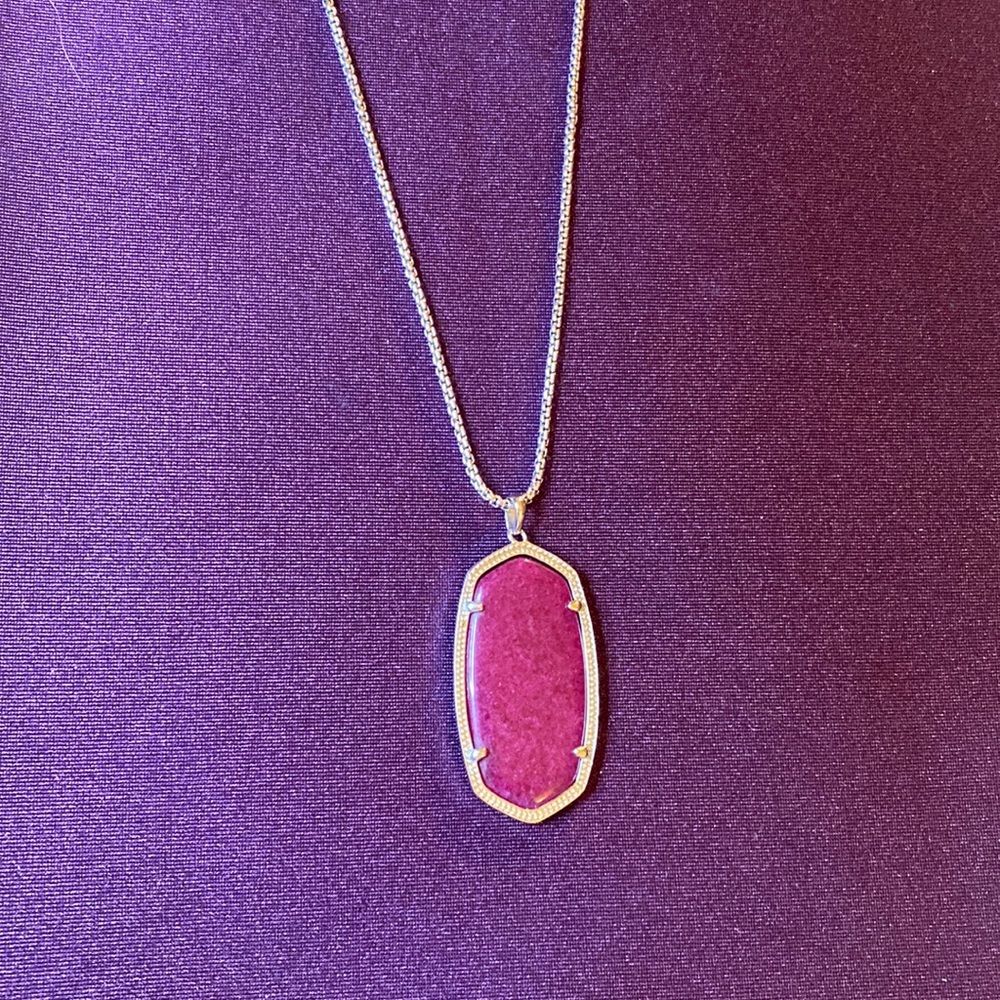 Kendra Scott Reid Necklace Dark Red Stone/Silver Metal